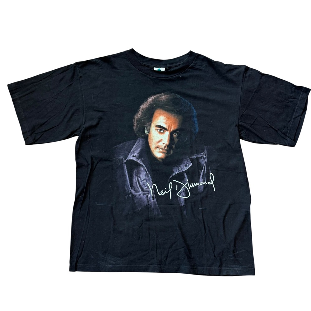 Vintage 1996 Neil Diamond US Tour Graphic T-Shirt Mens XL Black Tour Champ‎ 90s